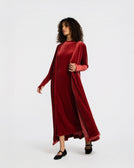 Panne Velour Abaya - SEASONAL DARK RED