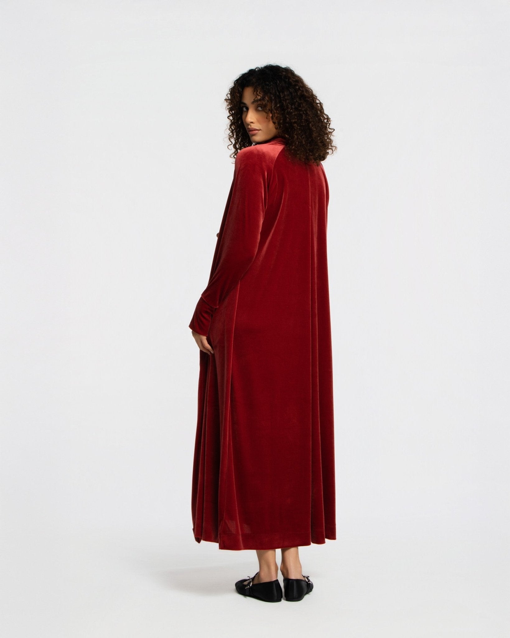 Panne Velour Abaya - SEASONAL DARK RED