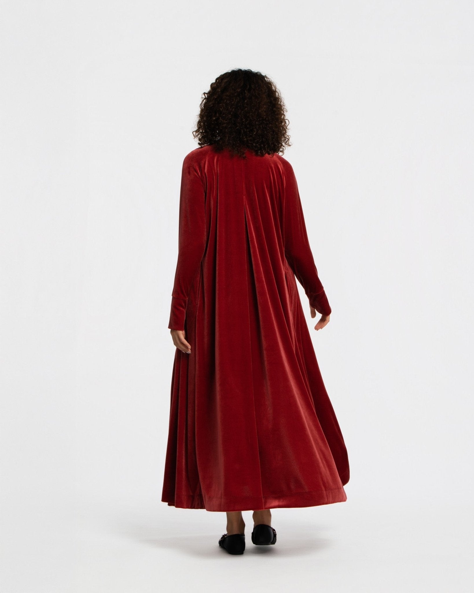 Panne Velour Abaya - SEASONAL DARK RED