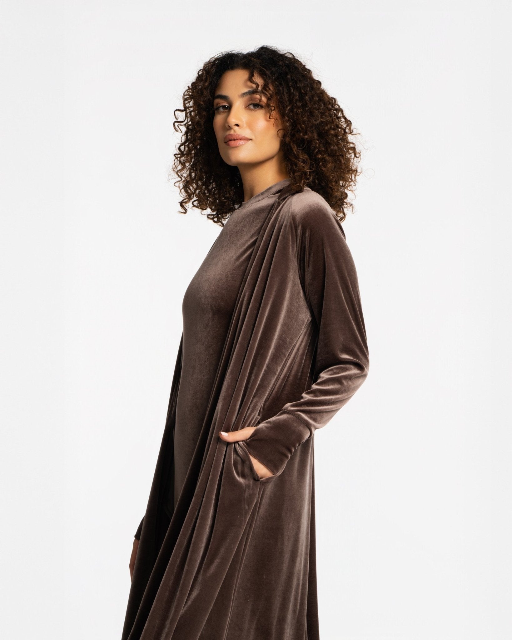 Panne Velour Abaya - SEASONAL CHOCOLATE