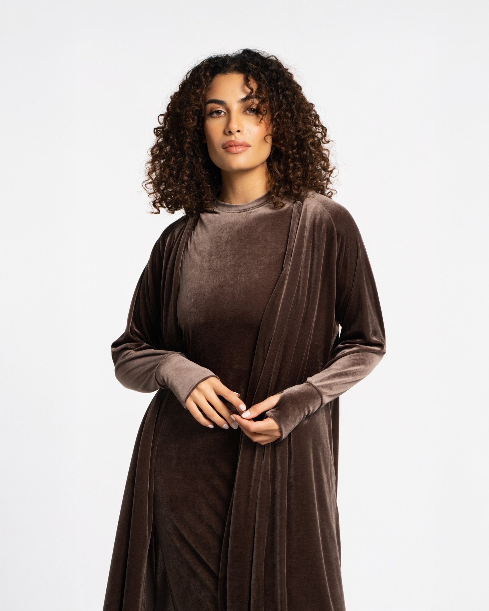 Panne Velour Abaya - SEASONAL CHOCOLATE