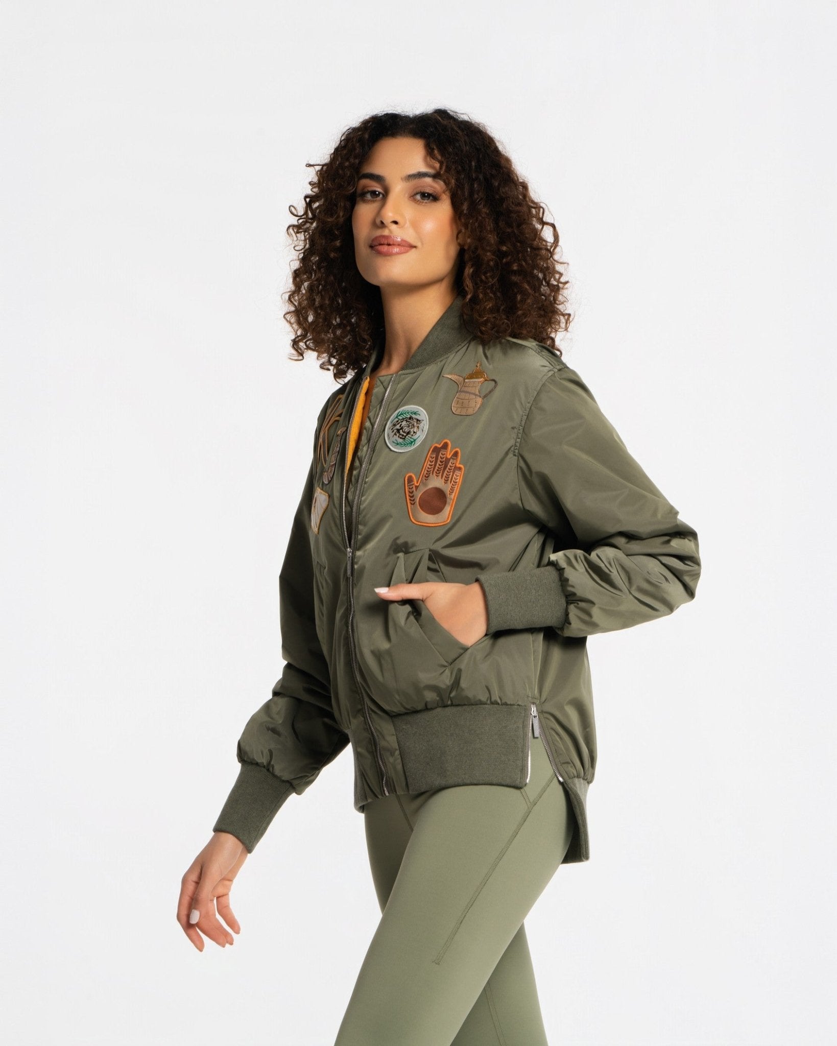 Badges Bomber Jacket - SEASONAL OLIVE