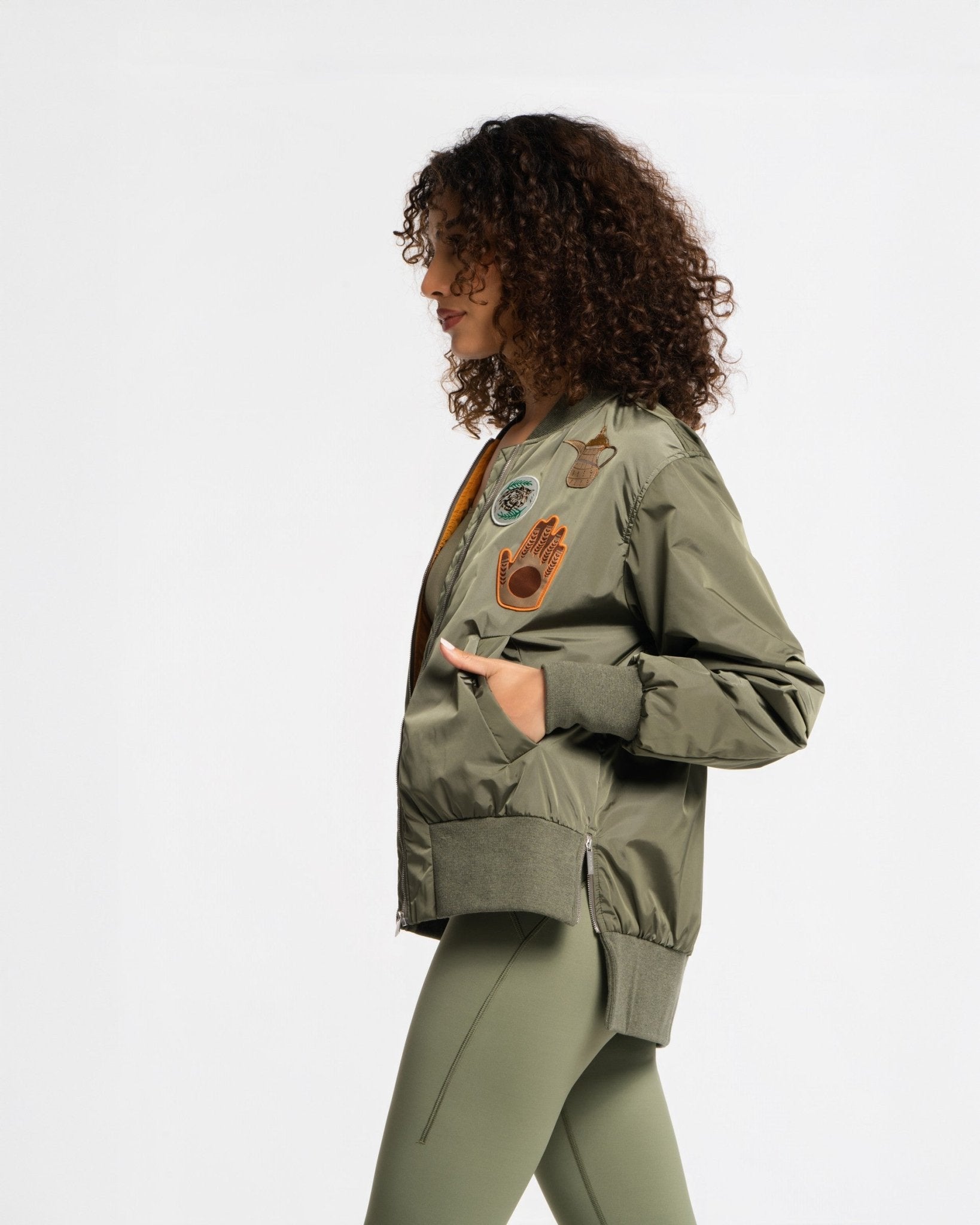 Badges Bomber Jacket - SEASONAL OLIVE