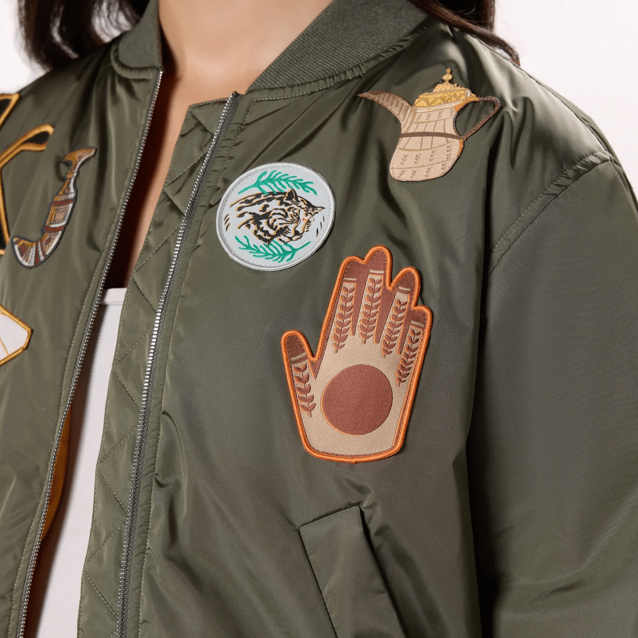 Badges Bomber Jacket - SEASONAL OLIVE