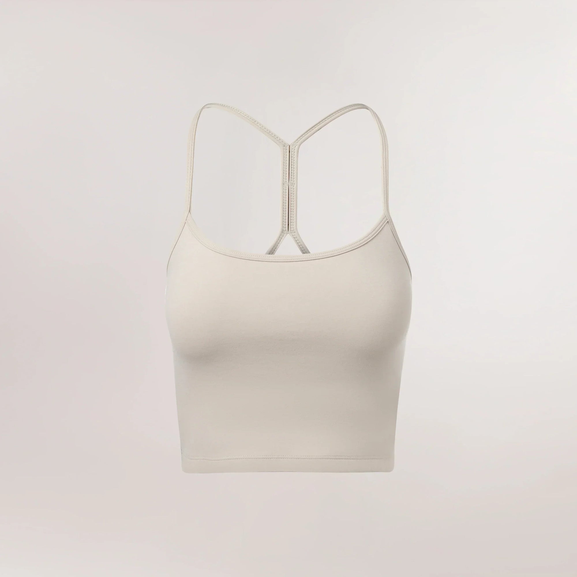 Core stone backless cropped top - كروب توب مكشوف الظهر باللون الحجري