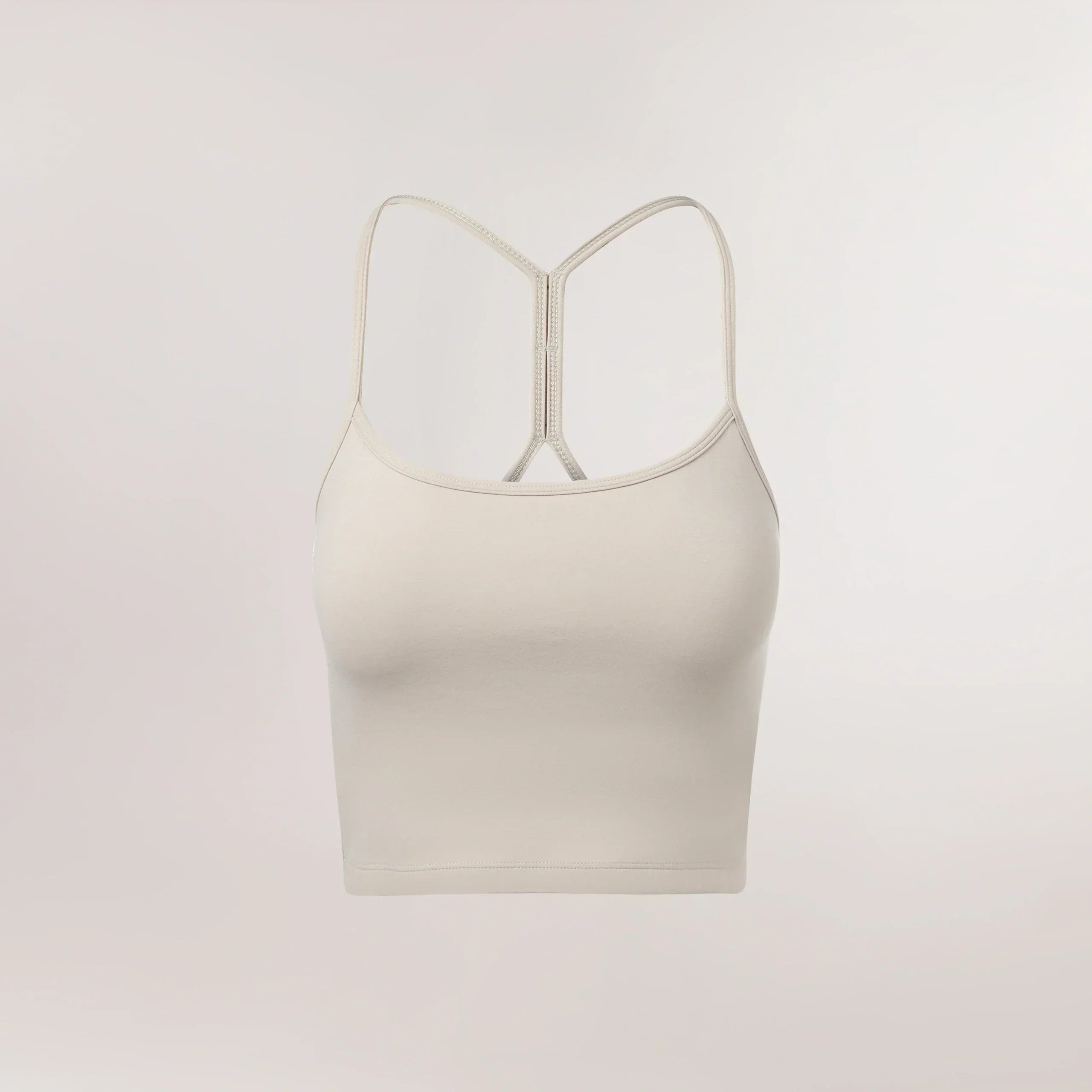 Core stone backless cropped top - كروب توب مكشوف الظهر باللون الحجري