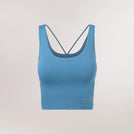 Blue cropped top with racerback and clean lines - بلوزة زرقاء قصيرة مع ظهر رياضي وخطوط
