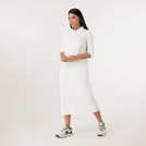 White polo dress with structured fit & classic collar design - فستان بولو أبيض بقصّة متناسقة وتصميم ياقة كلاسيكي