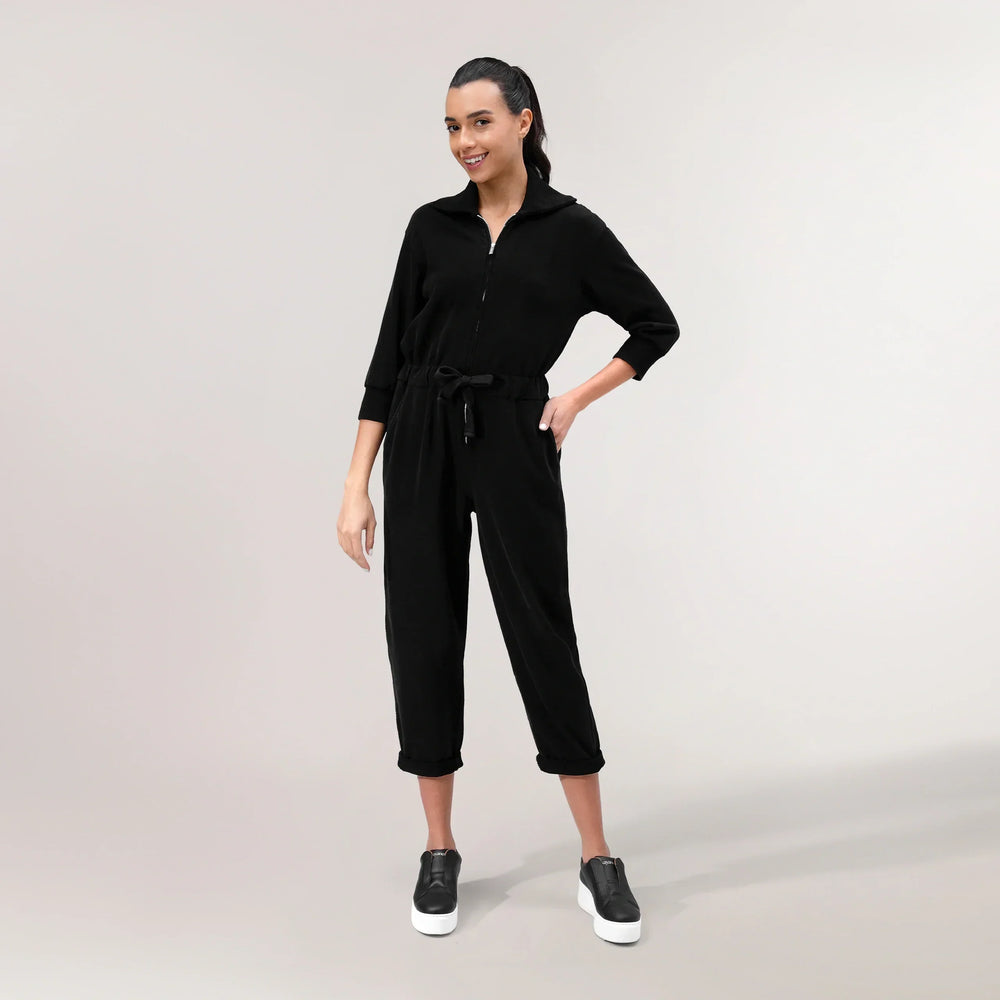 Zip Front Jumpsuit - SEASONAL BLACK
