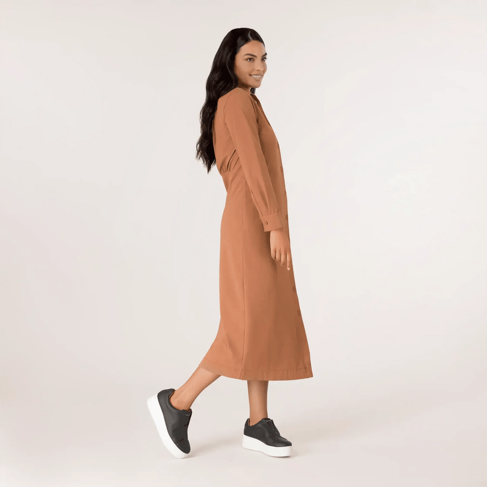 Abaya Button Front Dress - SEASONAL HAZELNUT