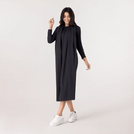 Black jersey dress with matching scarf ensemble - فستان جيرسي أسود مع وشاح متناسق