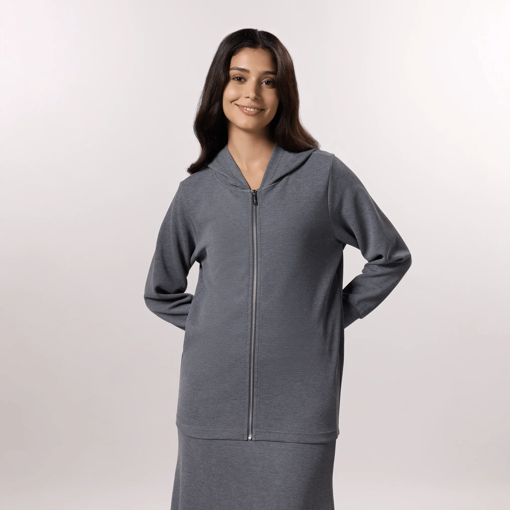 Soft Zipped Sweatshirt - SEASONAL CHARCOAL MELANGE