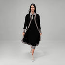 Black cashmere maxi cardigan with open front design - كارديجان ماكسي من الكشمير الأسود بتصميم مفتوح من الأمام