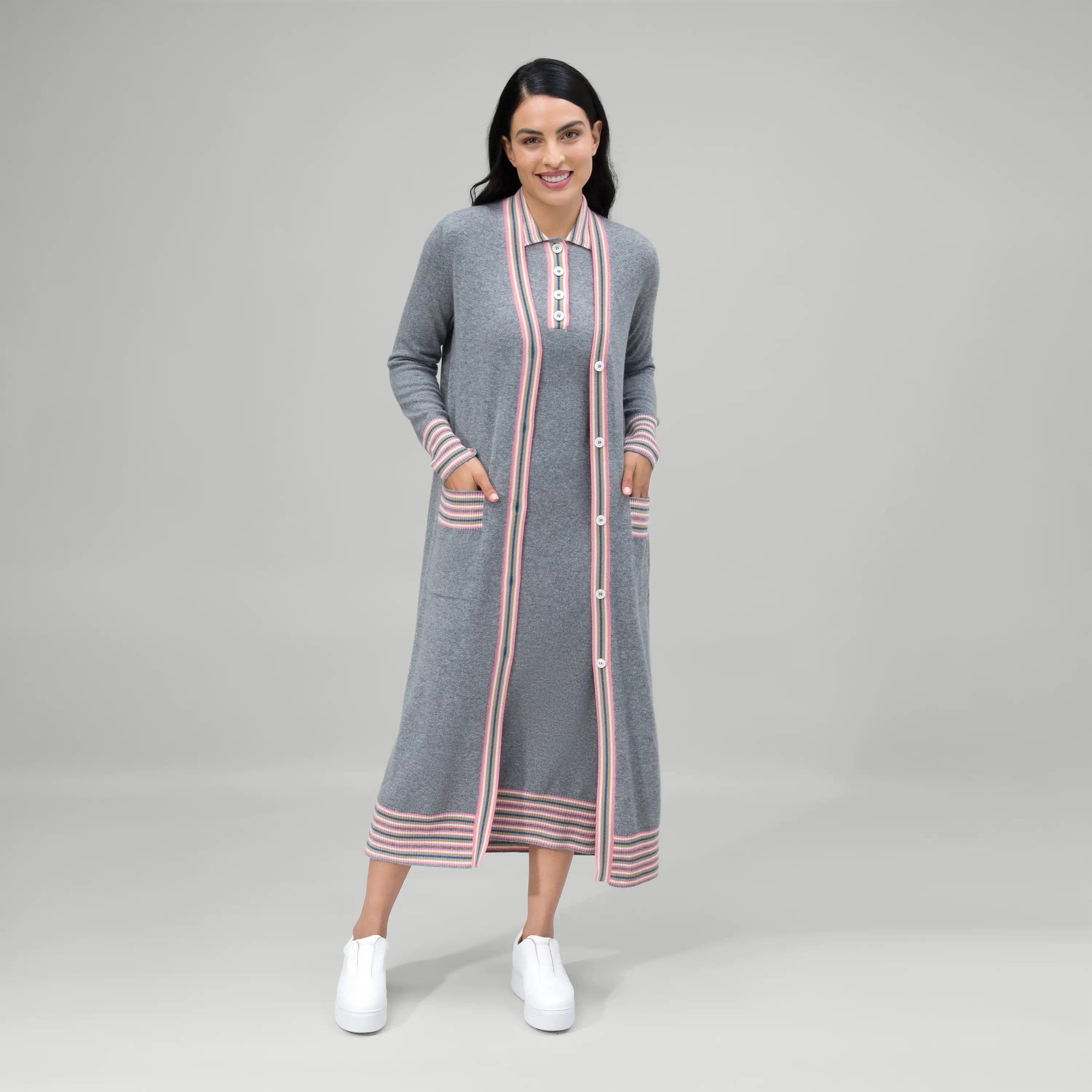 Cashmere Maxi Polo Dress - SEASONAL GREY MELANGE