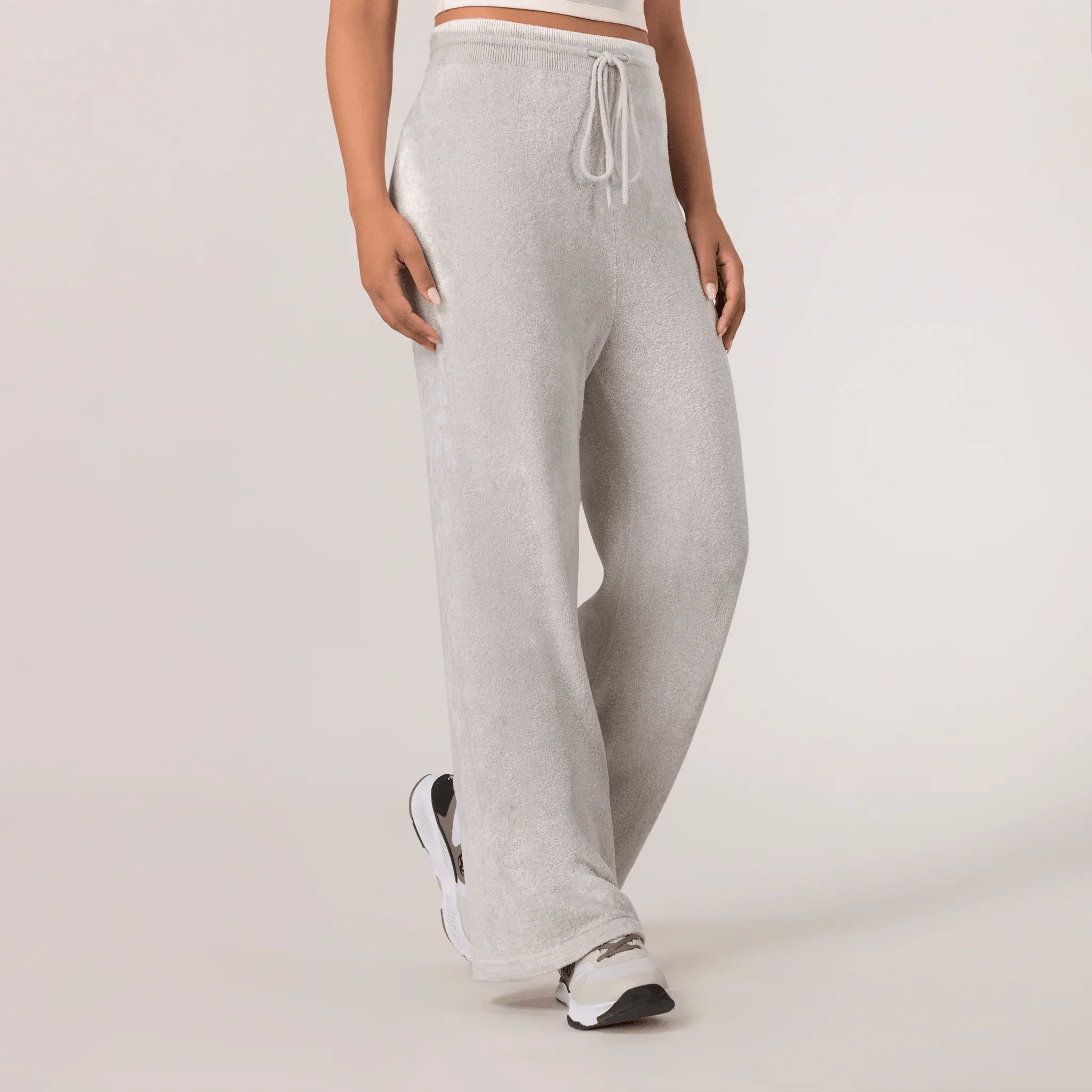 Stone colored Cozy Up pants with soft texture - بنطال
