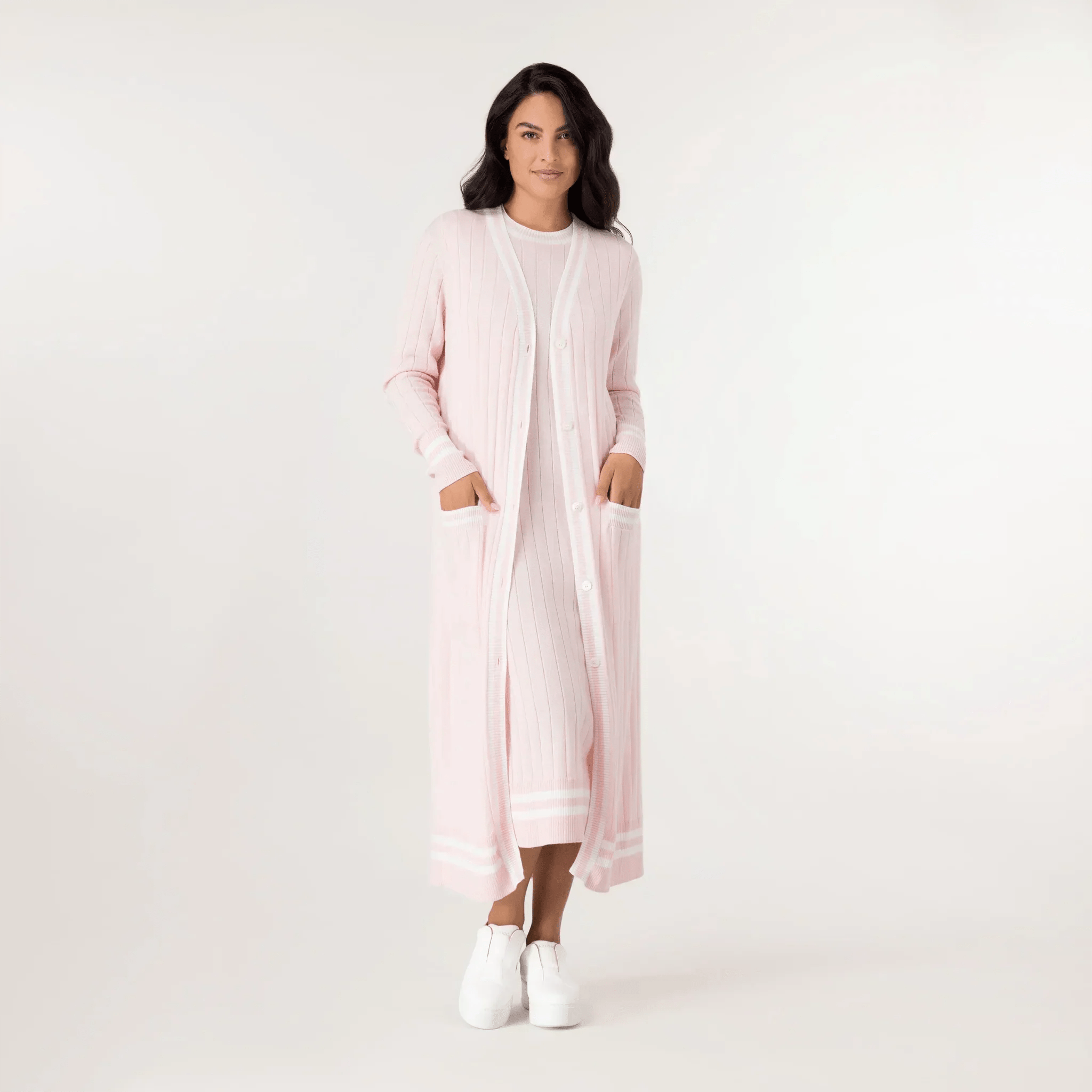 Cashmere Longline Cardigan - SEASONAL PINK