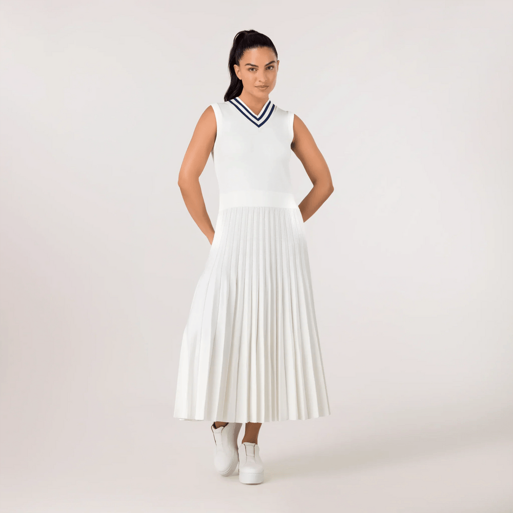 Pleated Knit Dress - SEASONAL WHITE