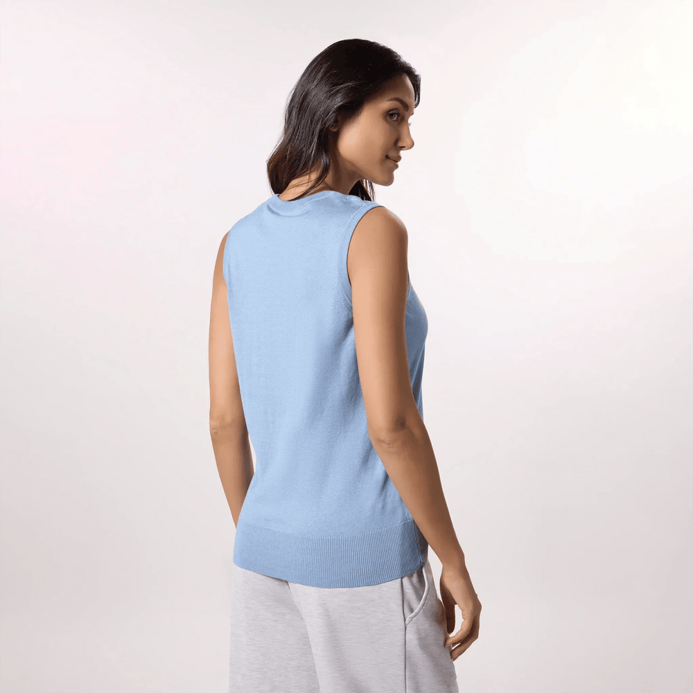Knitted Sleeveless Sweater - SEASONAL LIGHT BLUE