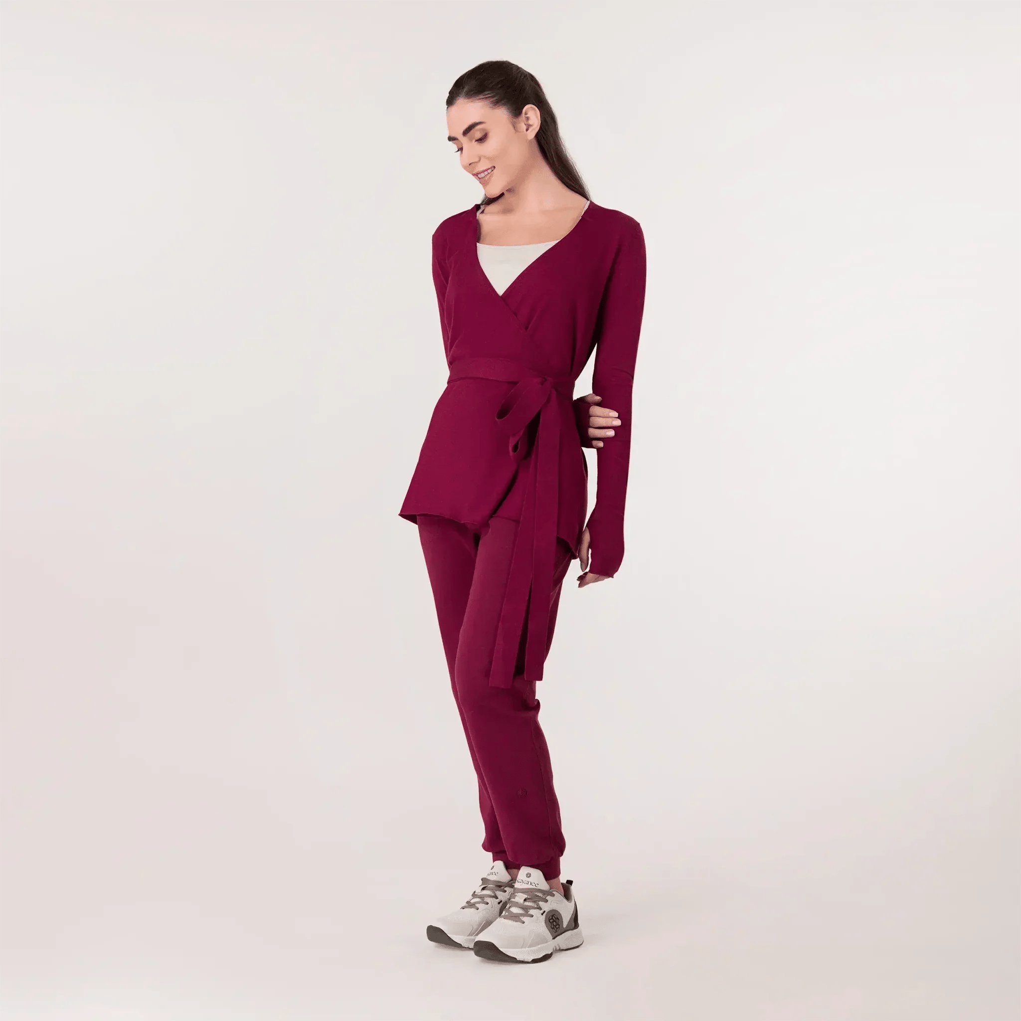 Ballerina Wrap Sweater - CORE GRAPE RED