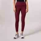 Grape red sculpting compression high waist leggings - ليقنز ضاغط باللون الأحمر العنبي مع خصر مرتفع