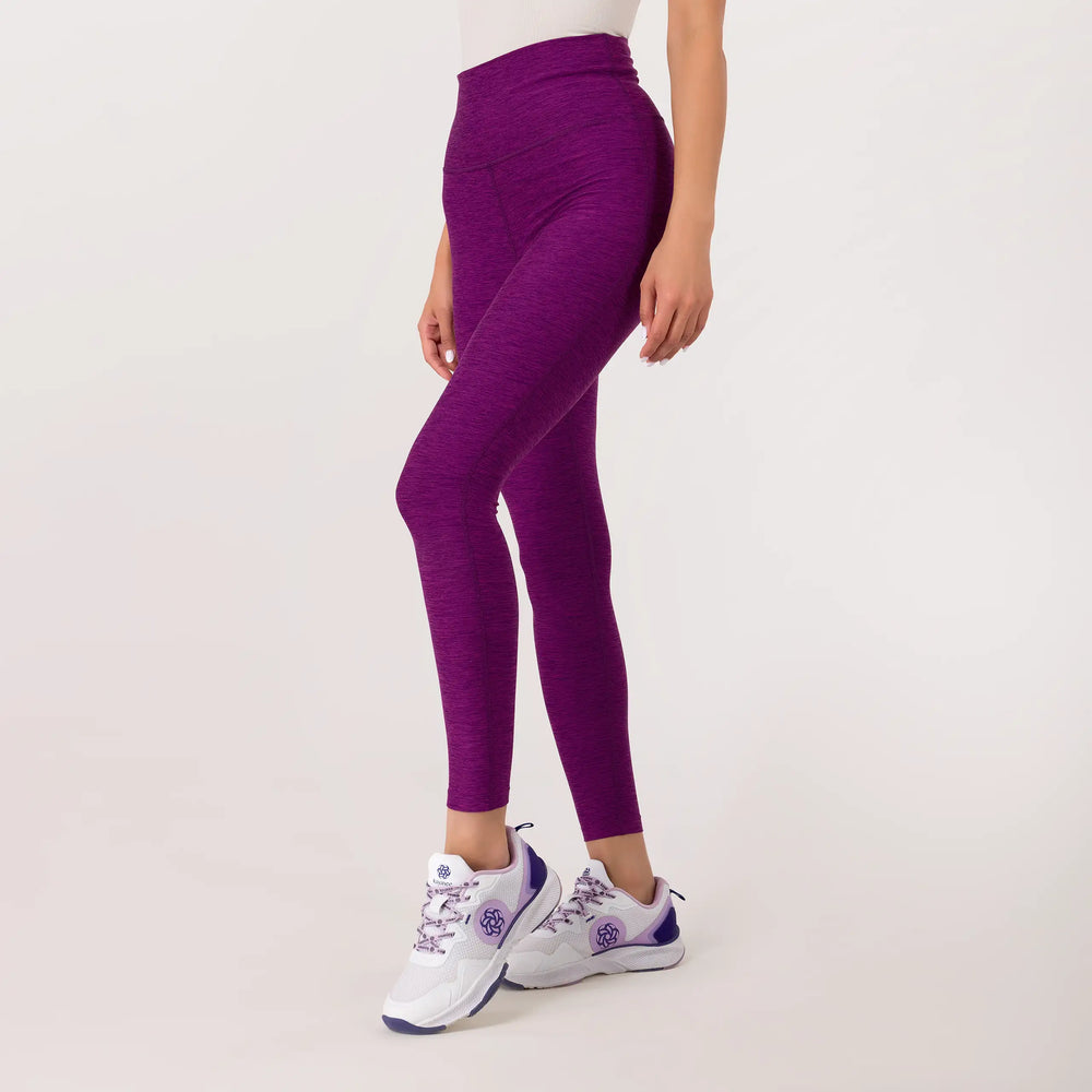 Purple high-rise leggings with stretch and shaping - بنطال ضيق أرجواني عالي الخصر مع مرونة وتشكيل