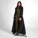 Black parka with adjustable hood & longline shape - معطف باركا أسود بغطاء رأس قابل للتعديل وقصّة طويلة
