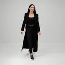 Black abaya blazer with clean lines and flowy cut - بليزر عباية أسود بخطوط نظيفة وقصة انسيابية