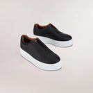 Black vegan slip-on wedges with cushioned sole - ويدج سوداء نباتية تُلبس بسهولة مع نعل مبطن لراحة إضافية
