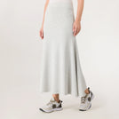 Grey melange flared skirt with soft fabric & "Flow"y shape - تنورة رمادية واسعة بتصميم انسيابي وقماش ناعم