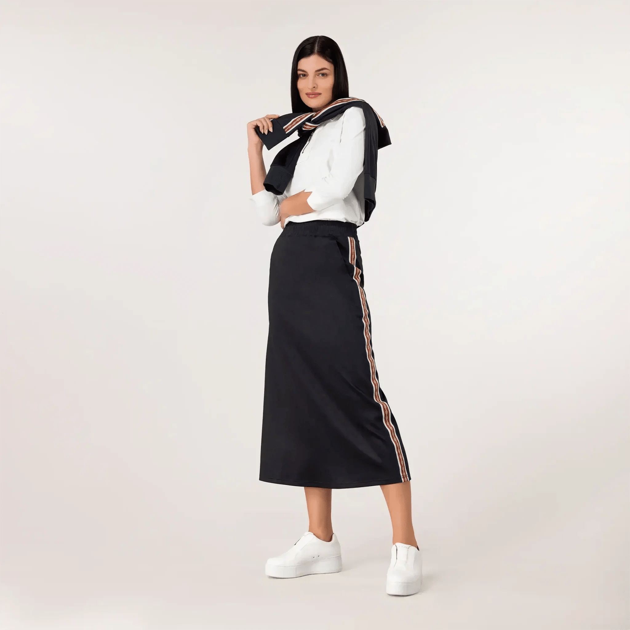 Kayanee Midi Track Skirt - SEASONAL BLACK