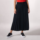 Seasonal black waist-elastic active pleated skirt - تنورة سوداء بأستيك خصر مرن وثنيات