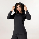 Black hooded top with long sleeves - بلوزة سوداء بغطاء رأس وأكمام طويلة