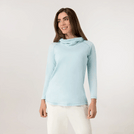 Light blue hooded top with long sleeves and stretch - بلوزة زرقاء فاتحة بغطاء رأس وأكمام طويلة وقماش مطاطي