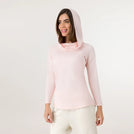 Side view of hooded long sleeve top in seasonal pink - منظر جانبي لقميص بأكمام طويلة وغطاء رأس باللون الوردي الموسمي