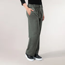 Seasonal green melange flare track pants with pockets - بنطال رياضي واسع باللون أخضر مع جيوب