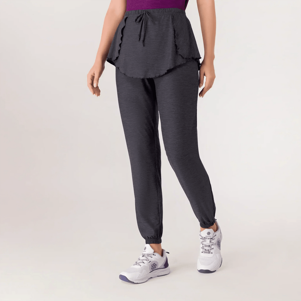 Dance pants with a skirt in charcoal color - بنطلون رقص مع تنورة باللون الفحمي