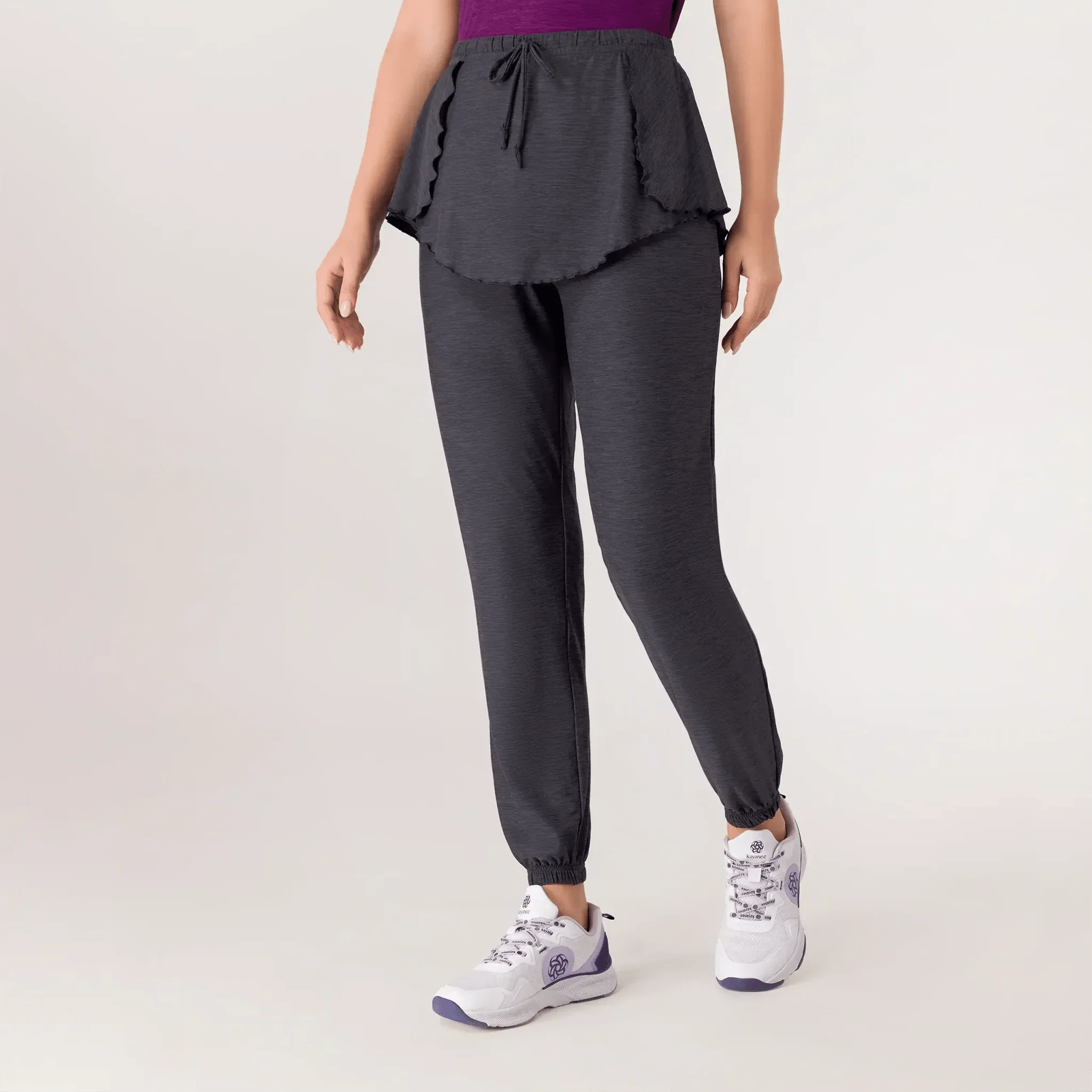 Dance pants with a skirt in charcoal color - بنطلون رقص مع تنورة باللون الفحمي