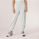 Grey melange joggers with cuffed hems - بنطال رياضي رمادي اللون مع حواف مطوية