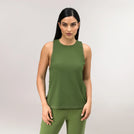 Dark musk green women's Twril racerback top with slim fit - بلوزة "تويرل" بظهر رياضي باللون الأخضر الداكن وبقصة ضيقة أنثوية