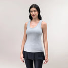 Heather grey "Easybend" tank top with stretch fit & scoop neckline - تانك توب "إيزي بند" بدون أكمام باللون رمادي ميلانج بقصة مرنة وياقة مستديرة