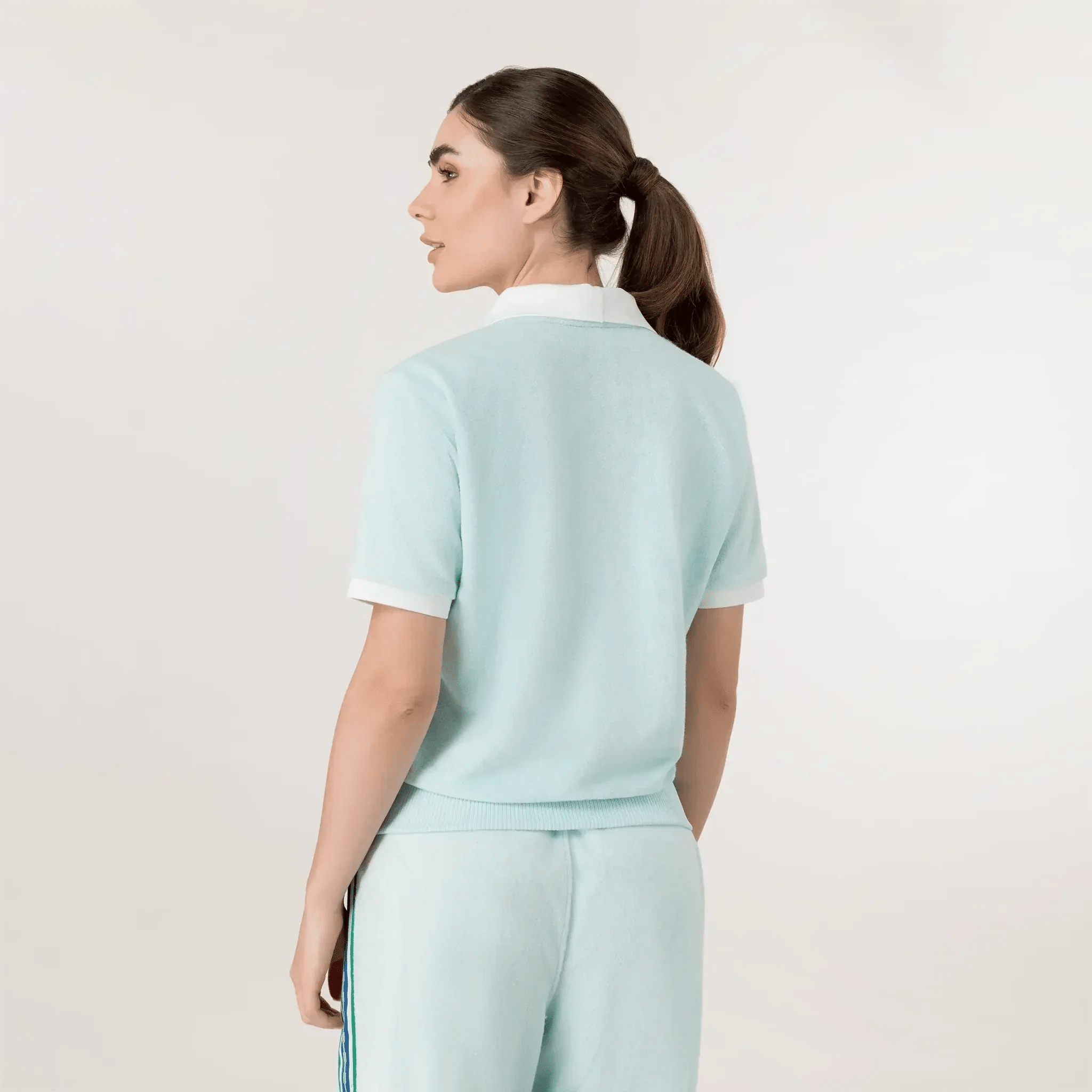 Velour Polo Top - SEASONAL LIGHT BLUE