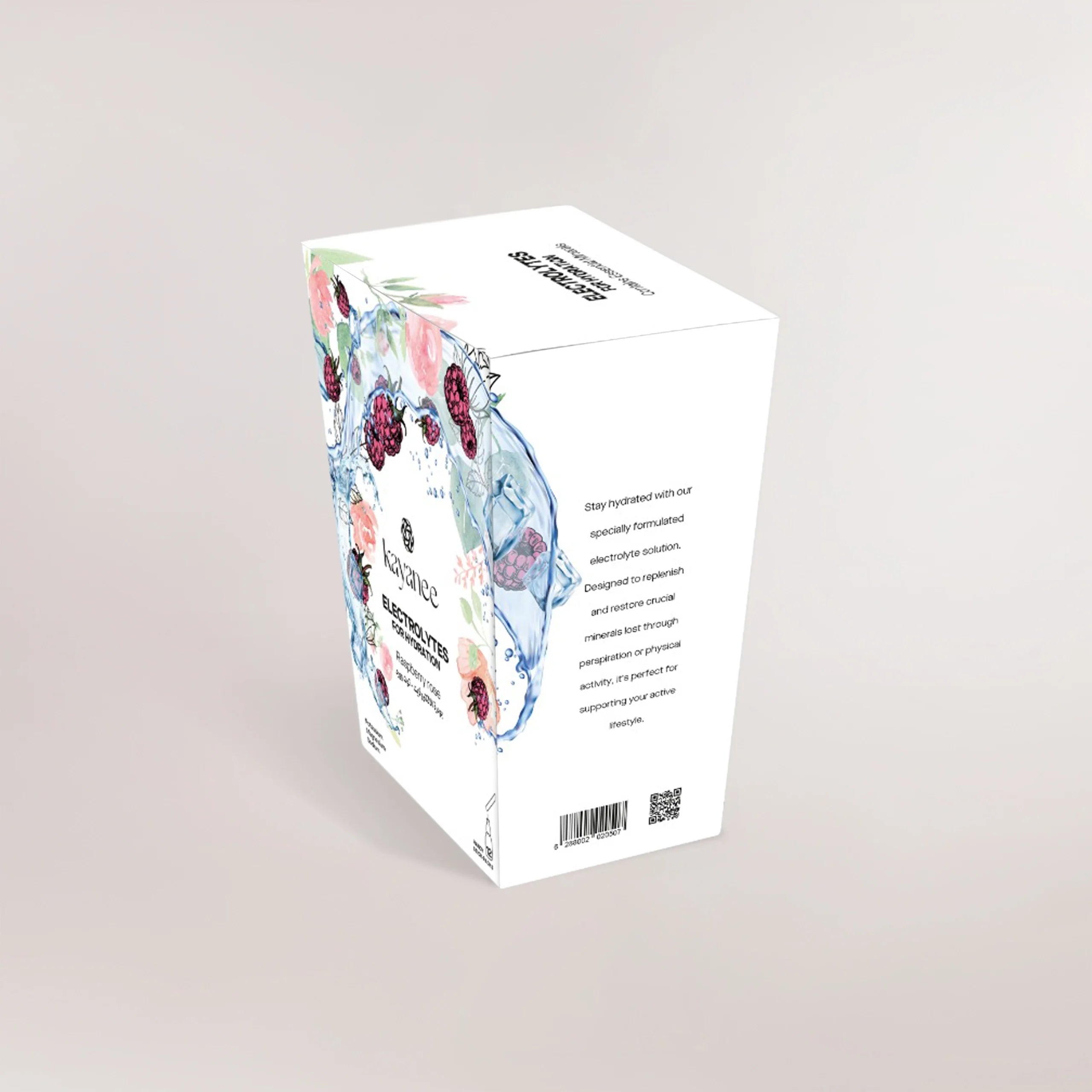 Right corner view electrolytes raspberry powder rose box - منظر الزاوية اليمنى لعلبة بودرة إلكتروليت بنكهة التوت والورد