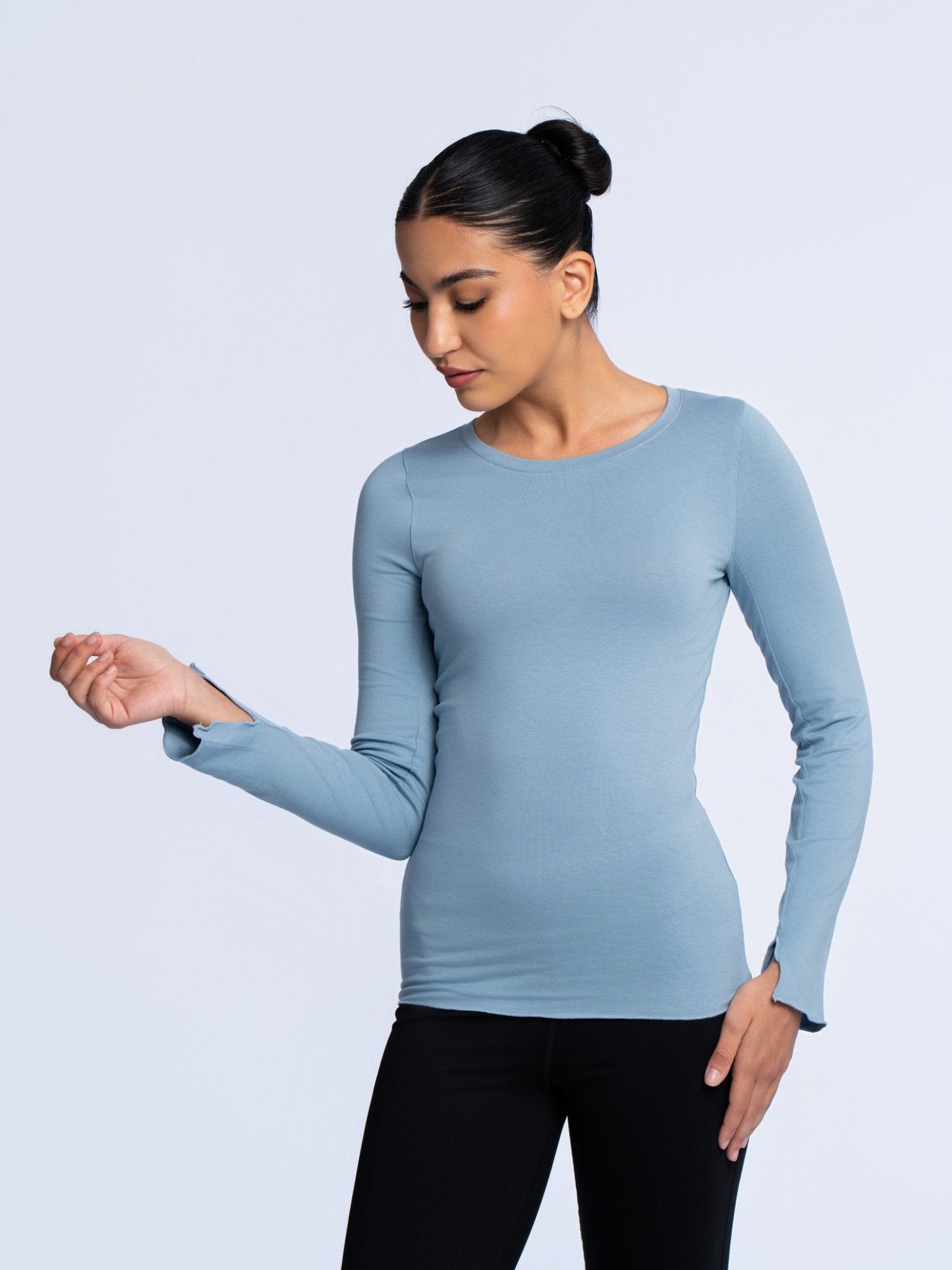Essential Long Sleeve Top - WASHED BLUE