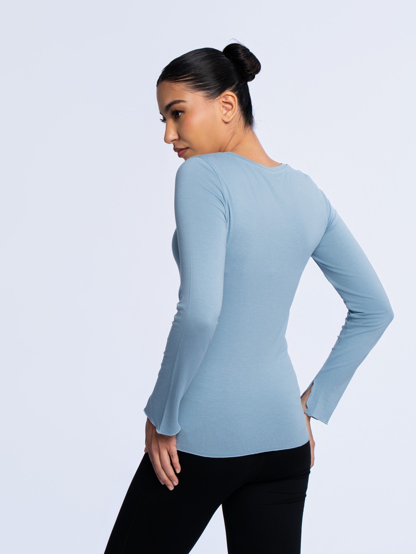Essential Long Sleeve Top - WASHED BLUE