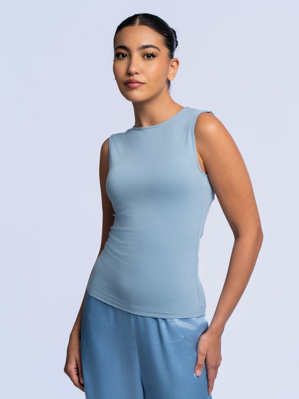 Essential Sleeveless Top - WASHED BLUE