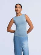 Essential Sleeveless Top - WASHED BLUE