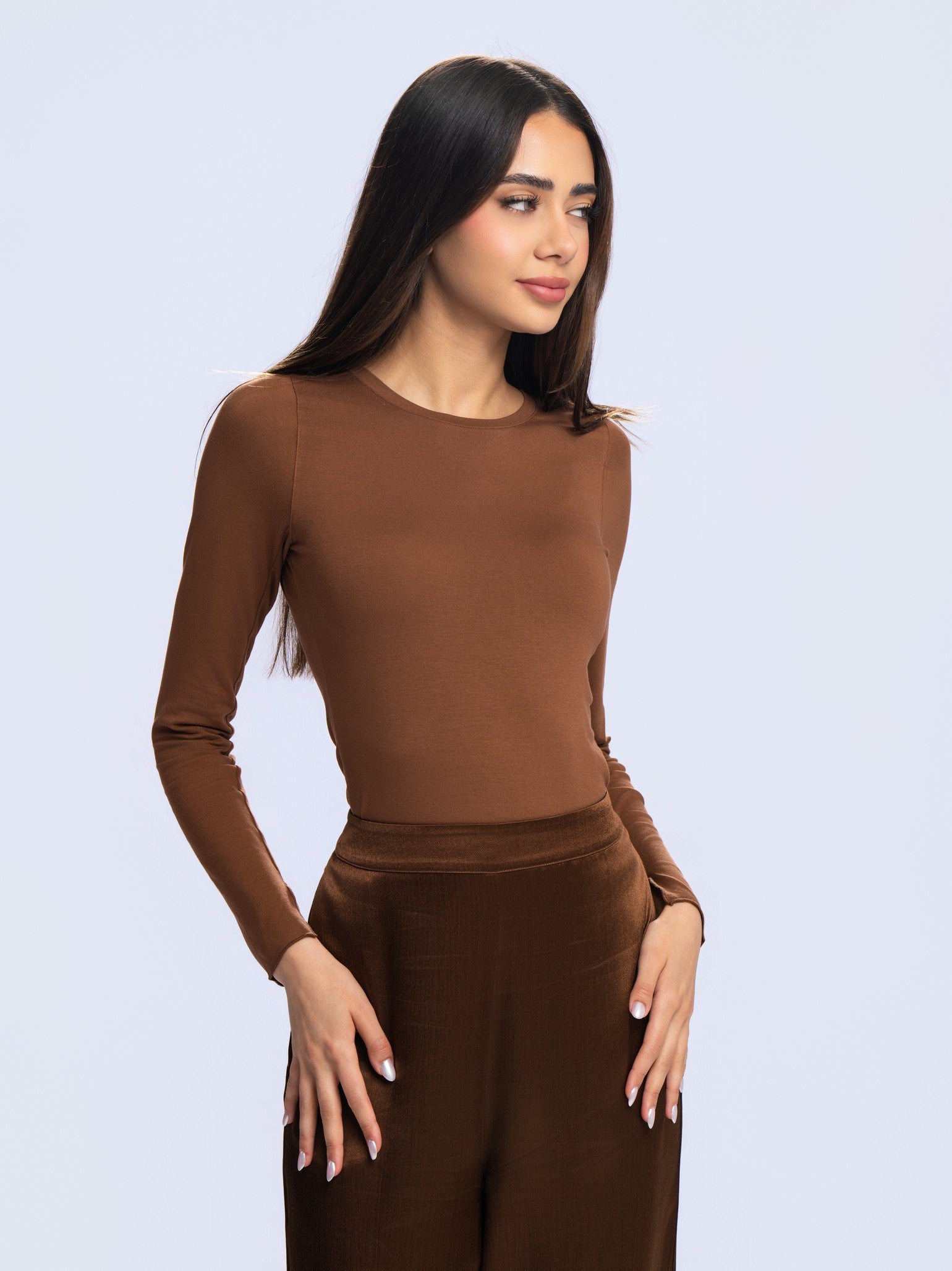 Essential Long Sleeve Top - MOCHA BROWN
