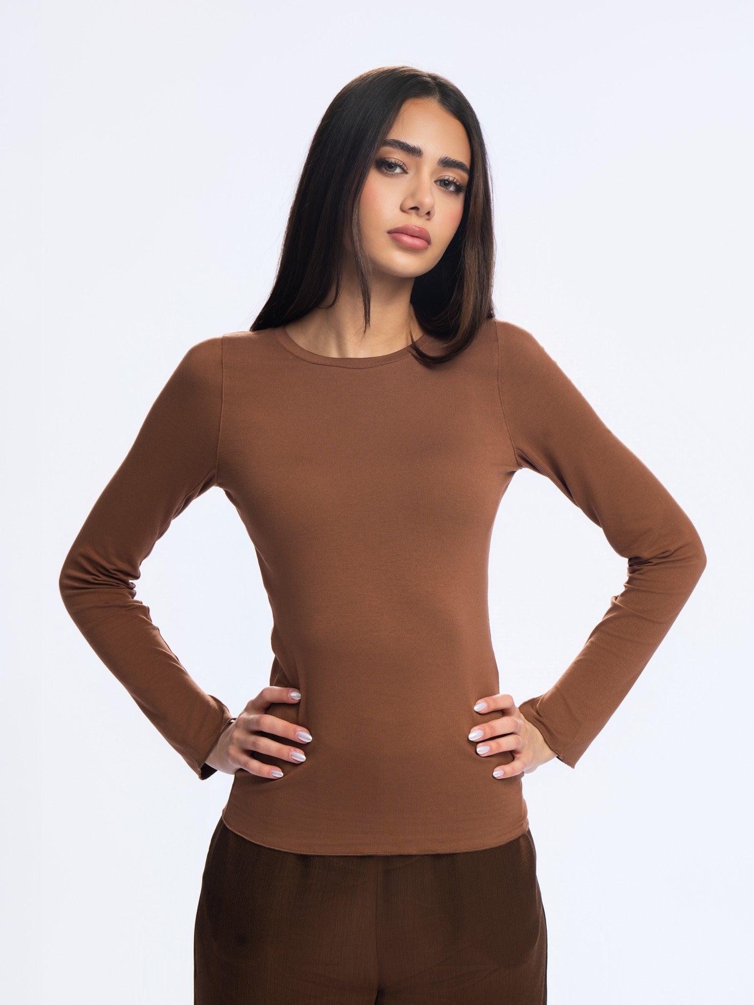 Essential Long Sleeve Top - MOCHA BROWN
