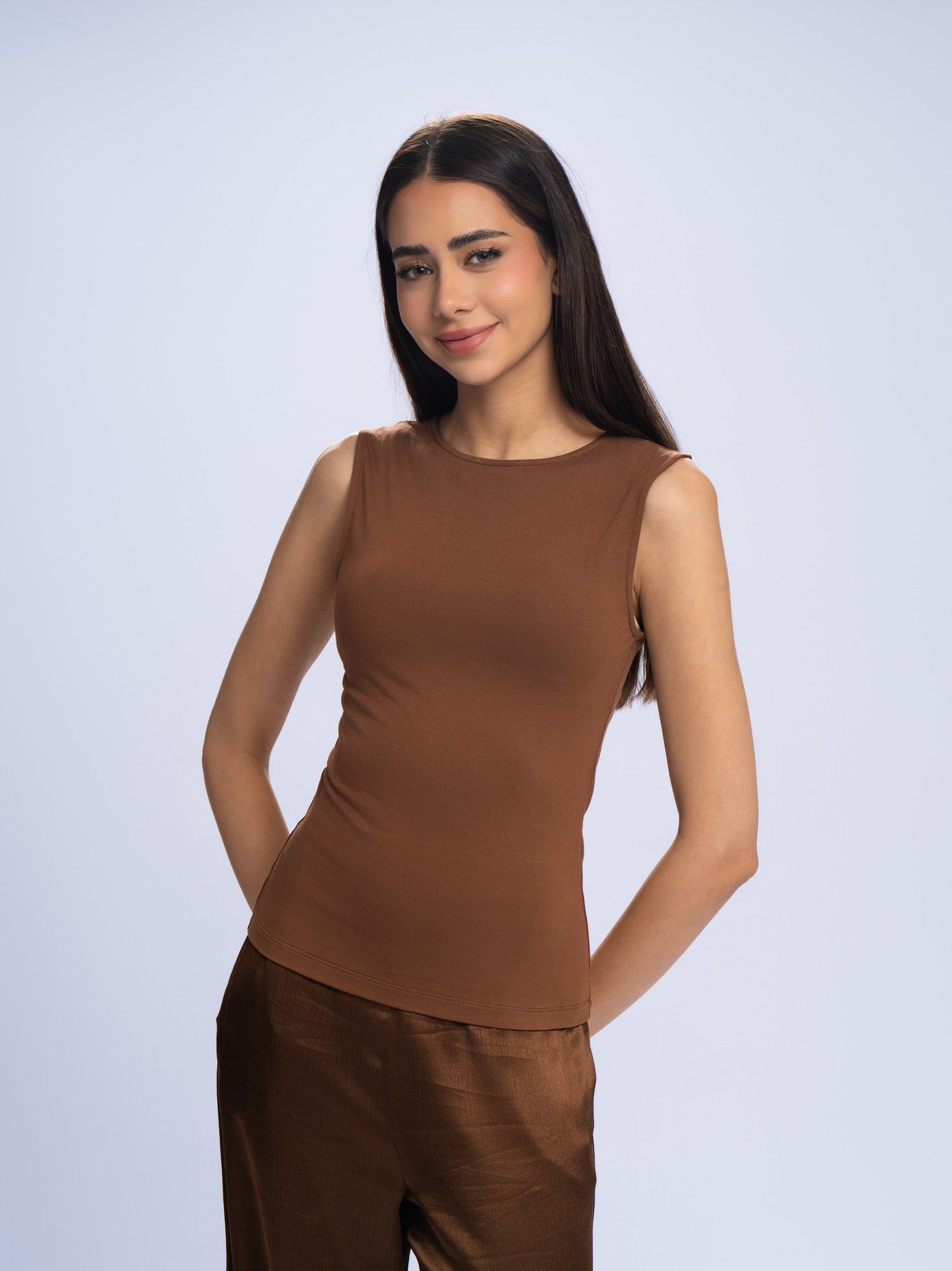 Essential Sleeveless Top - MOCHA BROWN
