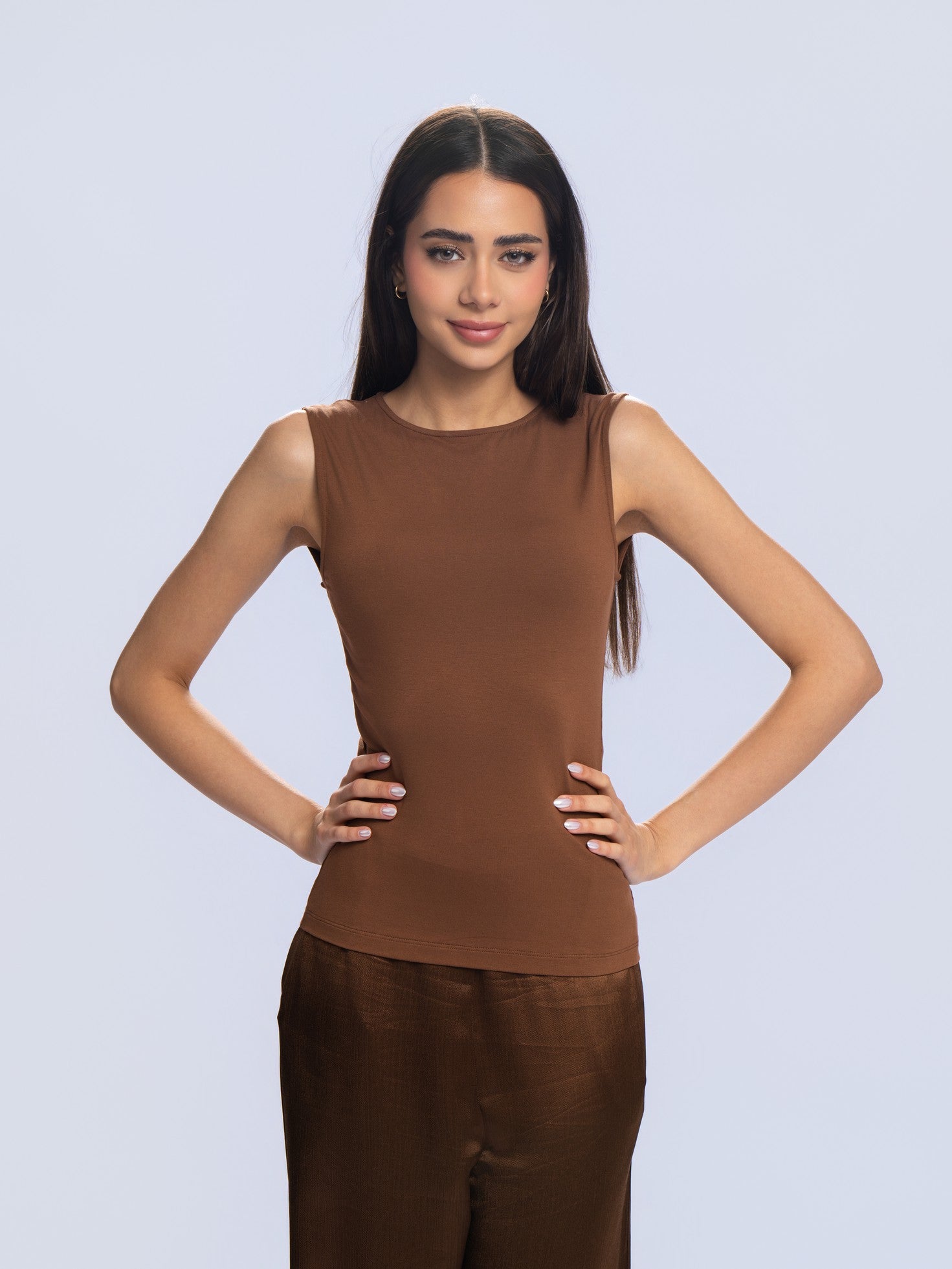 Essential Sleeveless Top - MOCHA BROWN